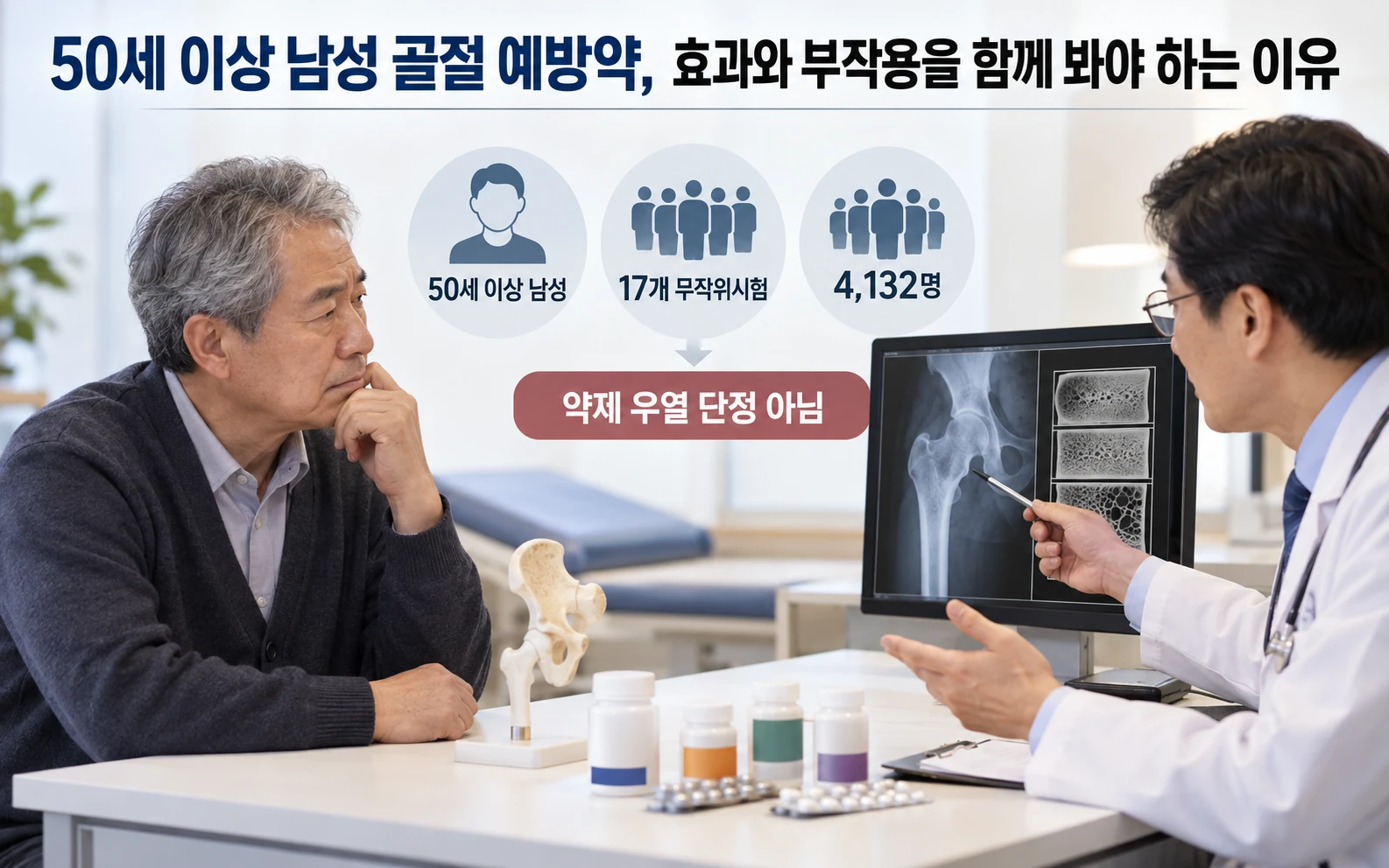 50세 이상 남성 골절 예방약, 효과와 부작용을 함께 봐야 하는 이유 연구 개요