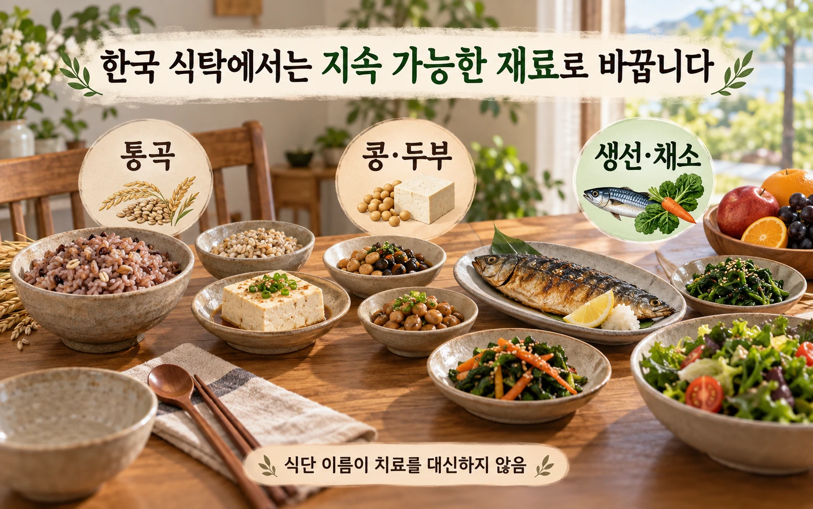 한국 식탁에서는 지속 가능한 재료로 바꿉니다