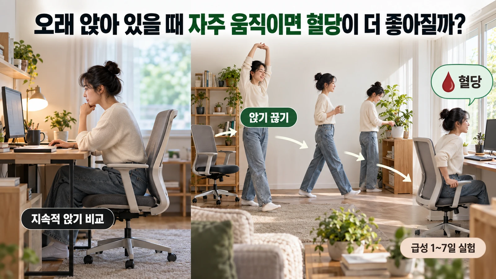 오래 앉기를 끊는 신체활동과 혈당 연구