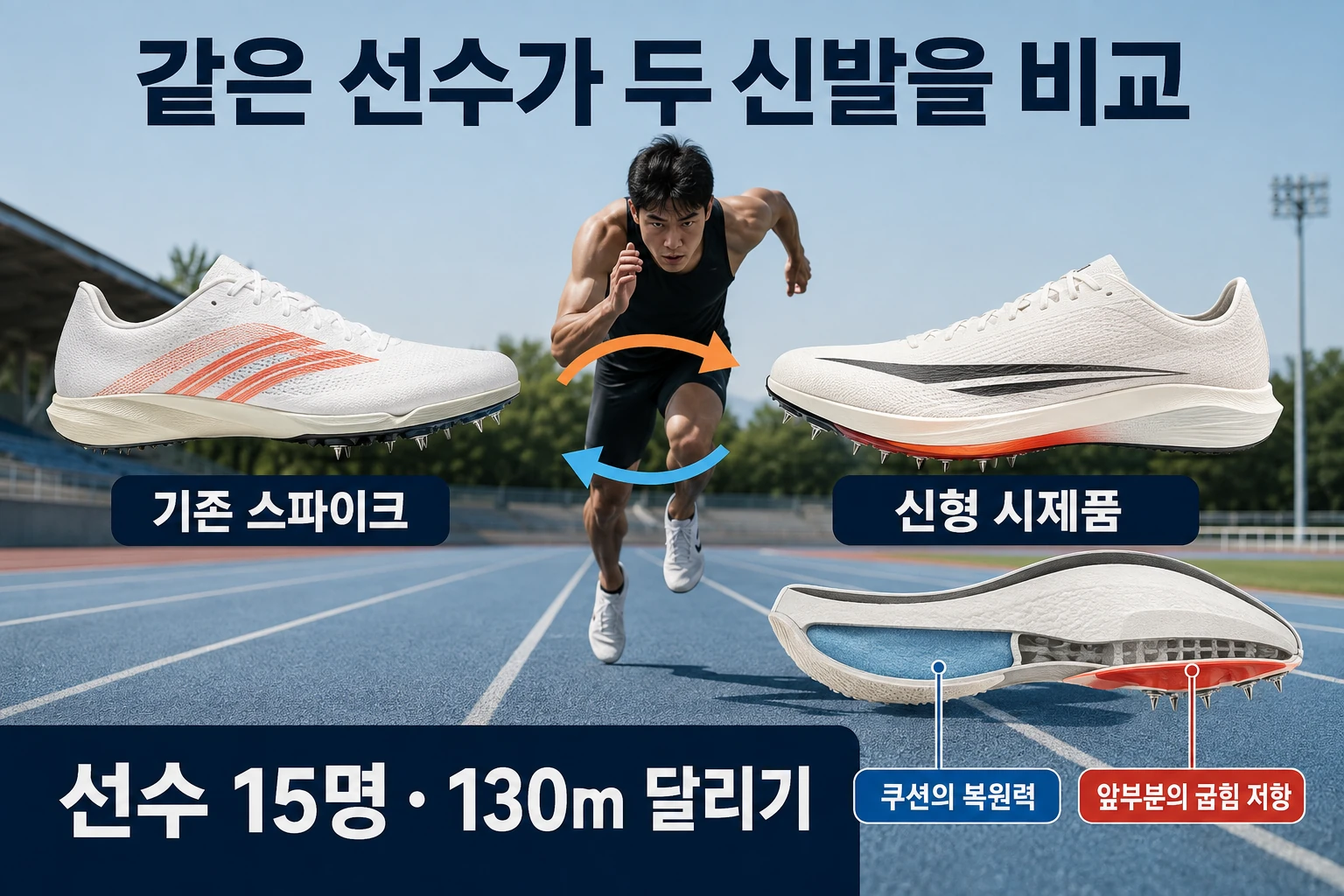 15명이 비교한 두 종류의 스파이크의 비교와 판단 기준
