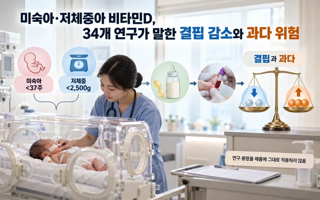 미숙아·저체중아 비타민D, 34개 연구가 말한 결핍 감소와 과다 위험 연구 개요
