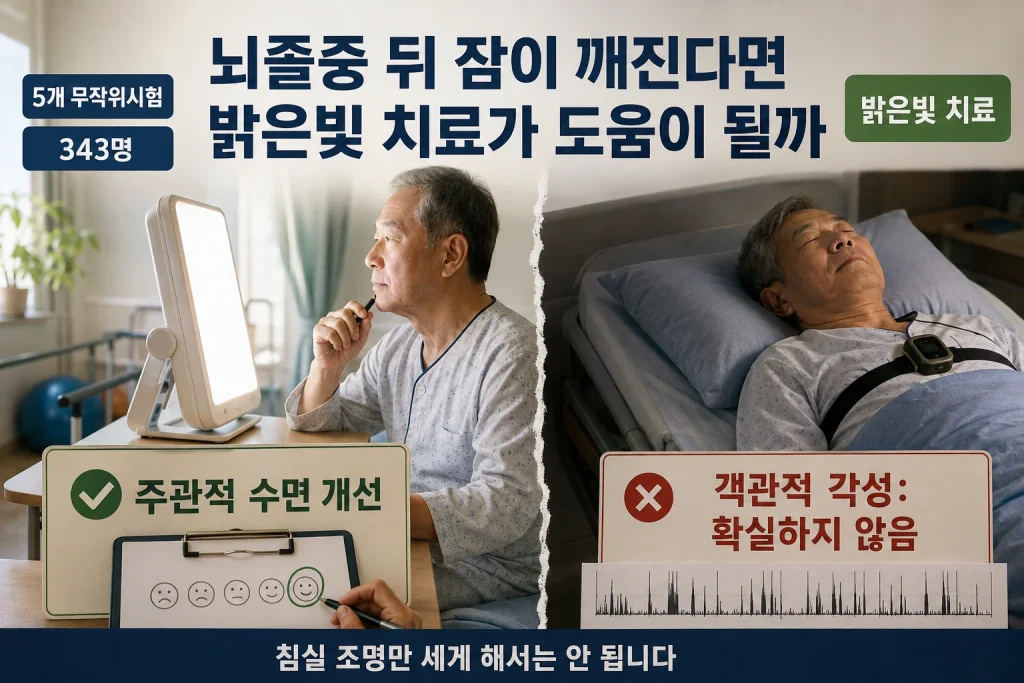 뇌졸중 뒤 잠이 깨진다면 밝은빛 치료가 도움이 될까 핵심 내용을 보여주는 대표 이미지