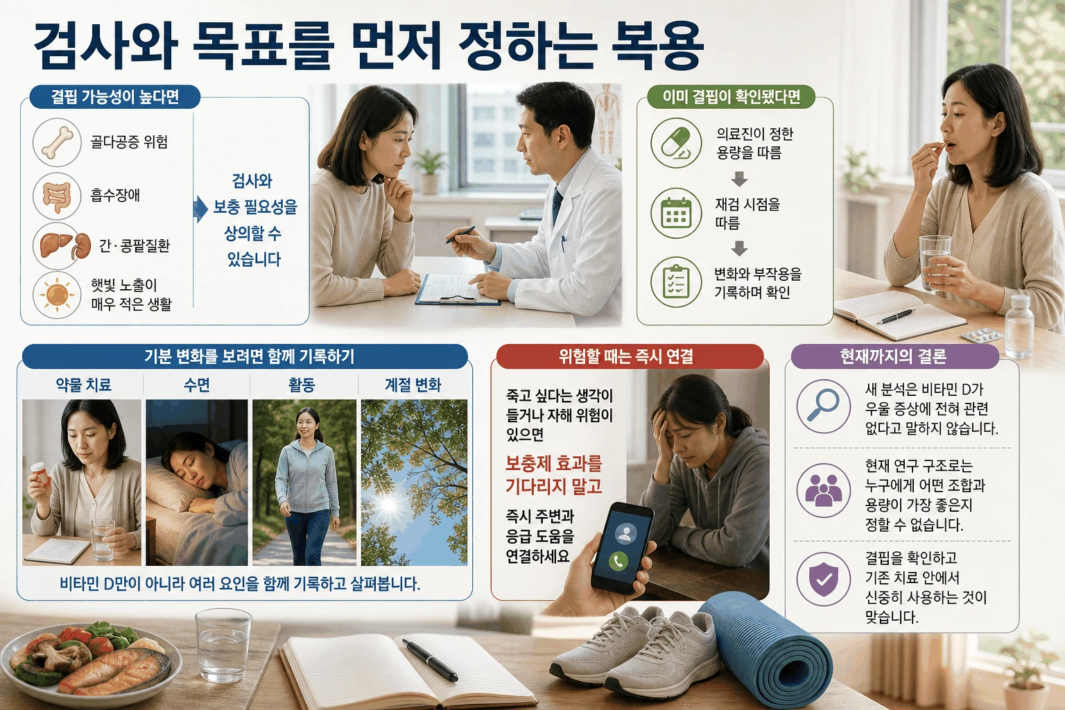 검사와 목표를 먼저 정하는 복용 핵심 내용을 정리한 정보 그림