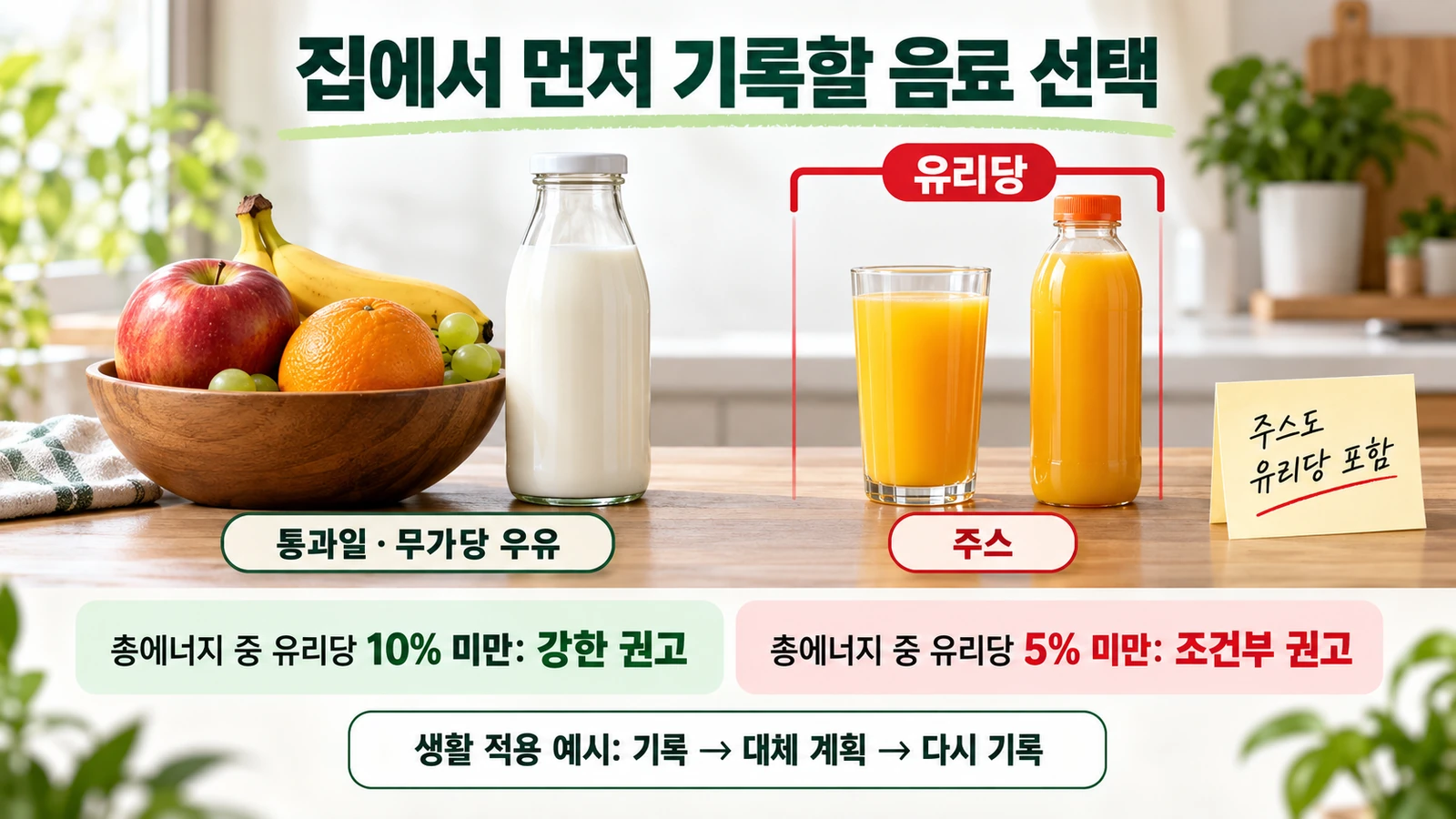 주스의 유리당과 총에너지 섭취 기준