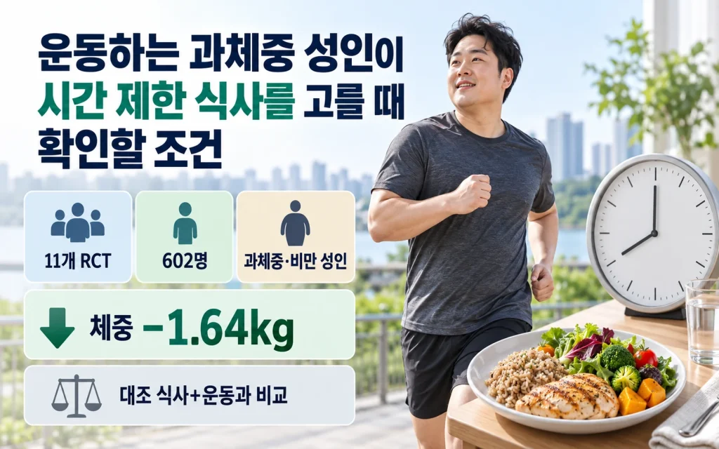 운동하는 과체중 성인이 시간 제한 식사를 고를 때 확인할 조건 핵심 요약