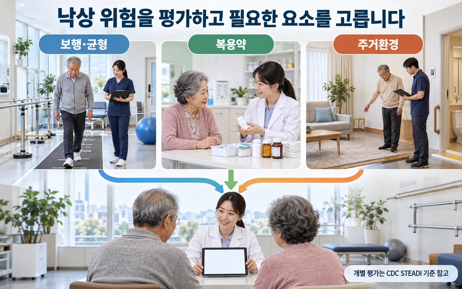 낙상 위험을 평가하고 필요한 요소를 고릅니다