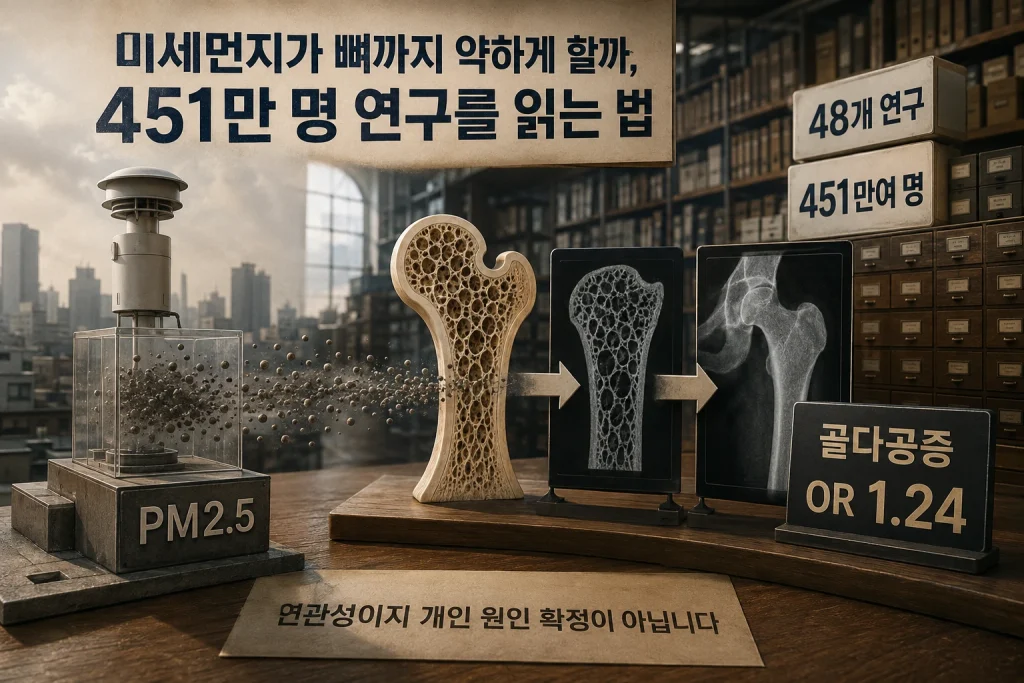 미세먼지가 뼈까지 약하게 할까, 451만 명 연구를 읽는 법 핵심 내용을 보여주는 대표 이미지
