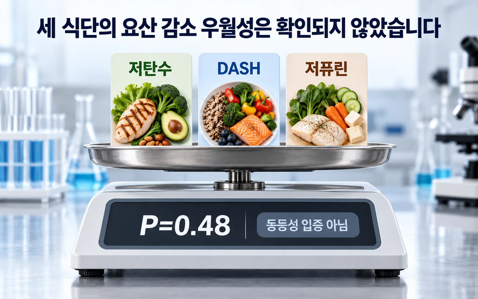 세 식단의 요산 감소 우월성은 확인되지 않았습니다