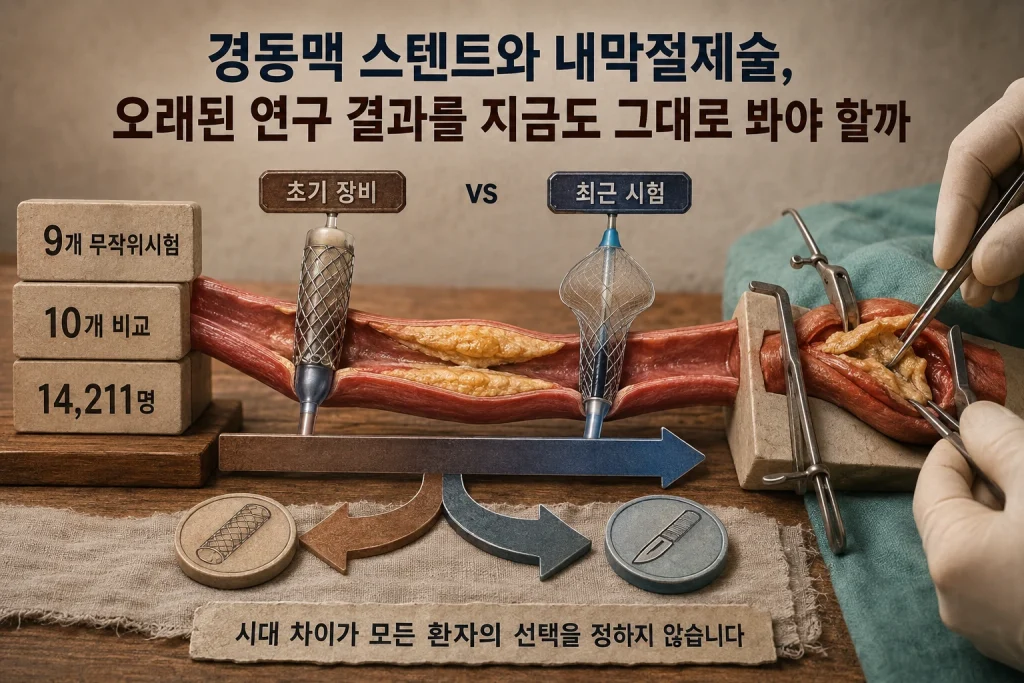 경동맥 스텐트와 내막절제술, 오래된 연구 결과를 지금도 그대로 봐야 할까 핵심 내용을 보여주는 대표 이미지