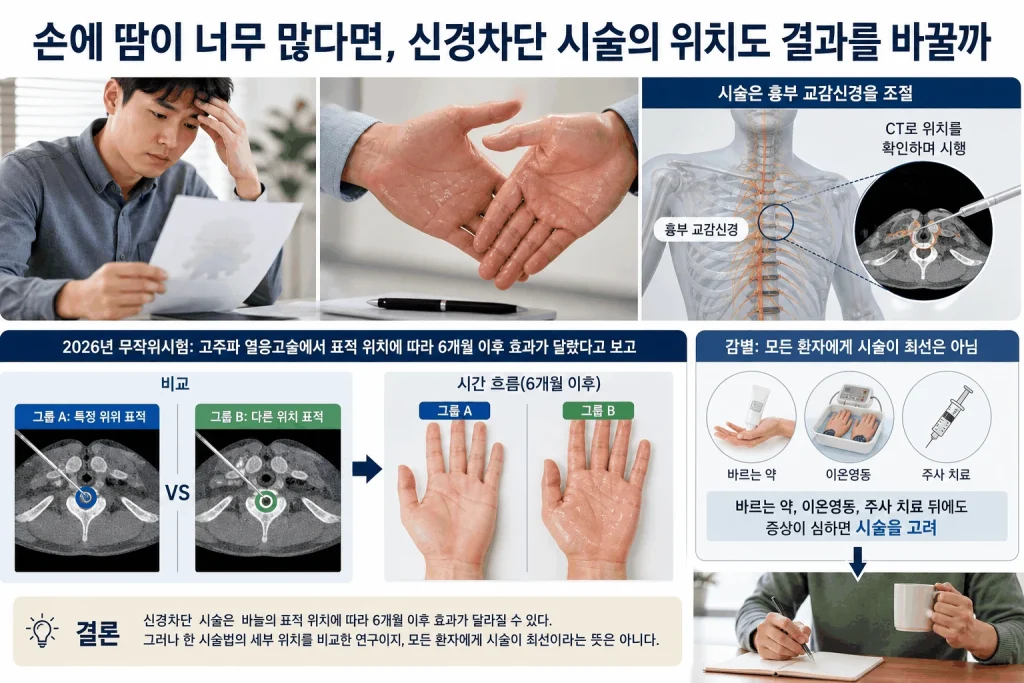손에 땀이 너무 많다면, 신경차단 시술의 위치도 결과를 바꿀까 핵심 내용을 보여주는 대표 이미지